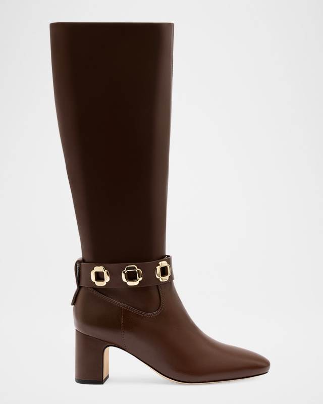 Milan Leather Ankle-Strap Knee Boots